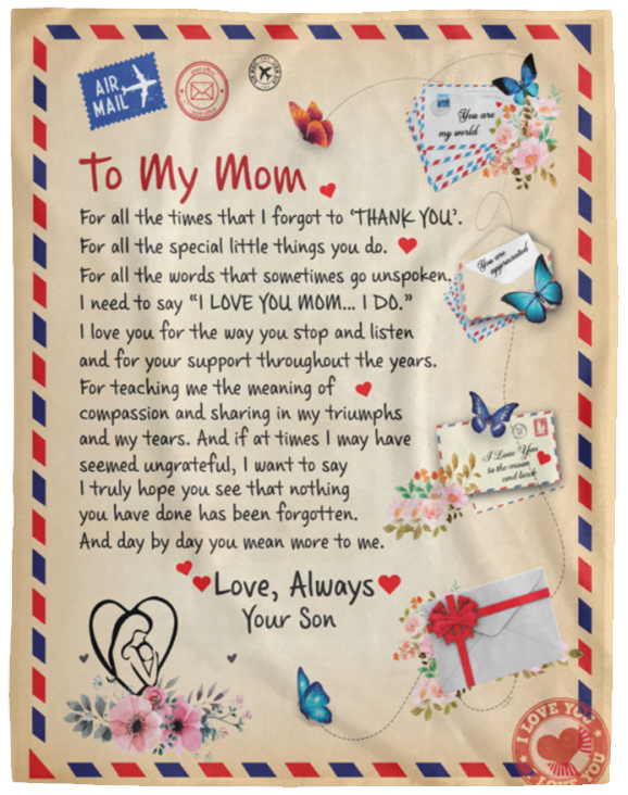 Post Card Blanket To Mom From Son