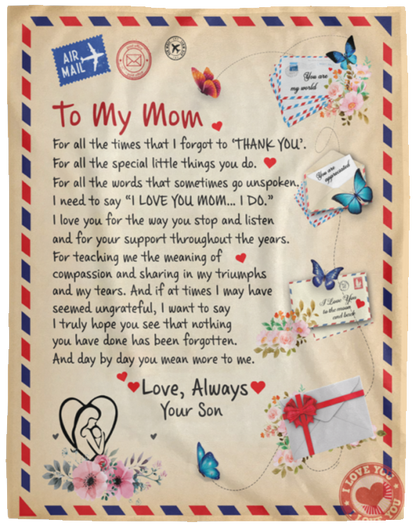 Post Card Blanket To Mom From Son