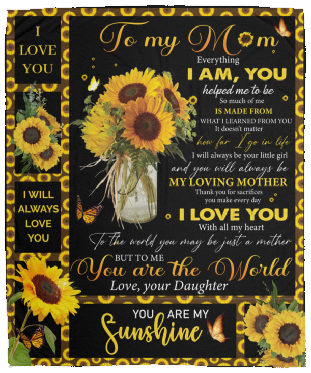 To Mom from Daughter Sunflower Plush Blanket