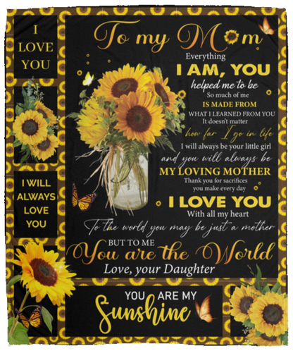 To Mom from Daughter Sunflower Plush Blanket