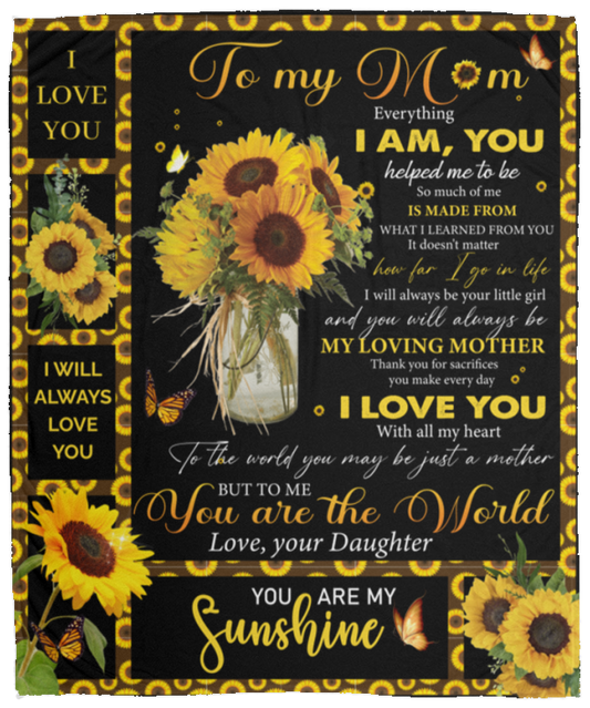 To Mom from Daughter Sunflower Plush Blanket