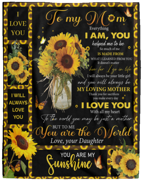 To Mom from Daughter Sunflower Plush Blanket