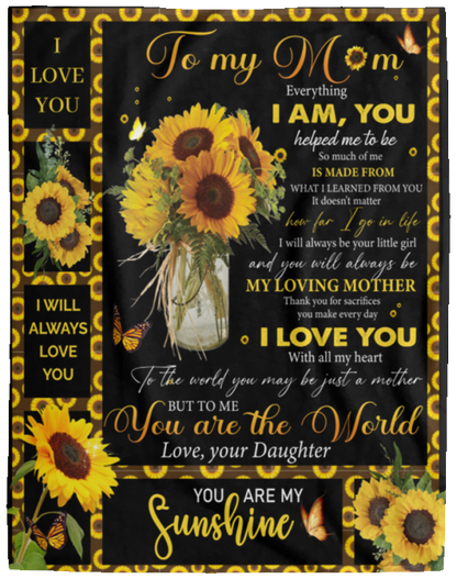 To Mom from Daughter Sunflower Plush Blanket