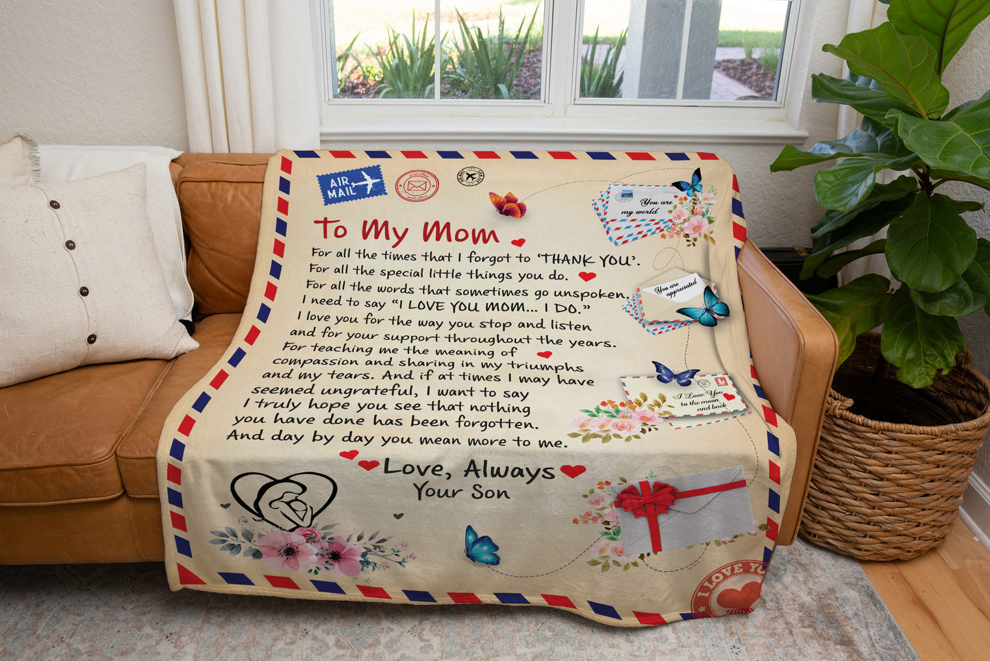 Post Card Blanket To Mom From Son