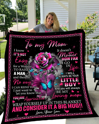 To Mom- Rose Plush Blanket from Son