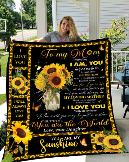 To Mom from Daughter Sunflower Plush Blanket