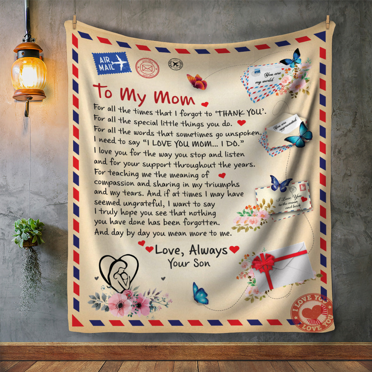 Post Card Blanket To Mom From Son