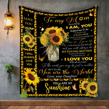 To Mom from Daughter Sunflower Plush Blanket