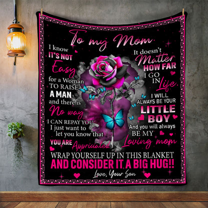 To Mom- Rose Plush Blanket from Son