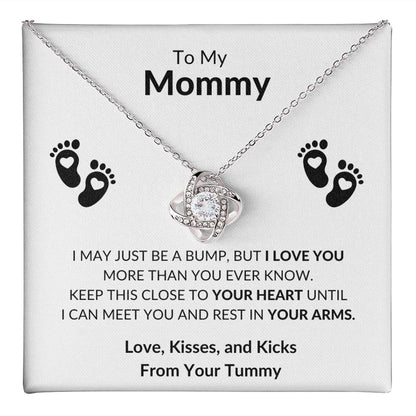 To My Mommy Just a Bump Love Knot Necklace