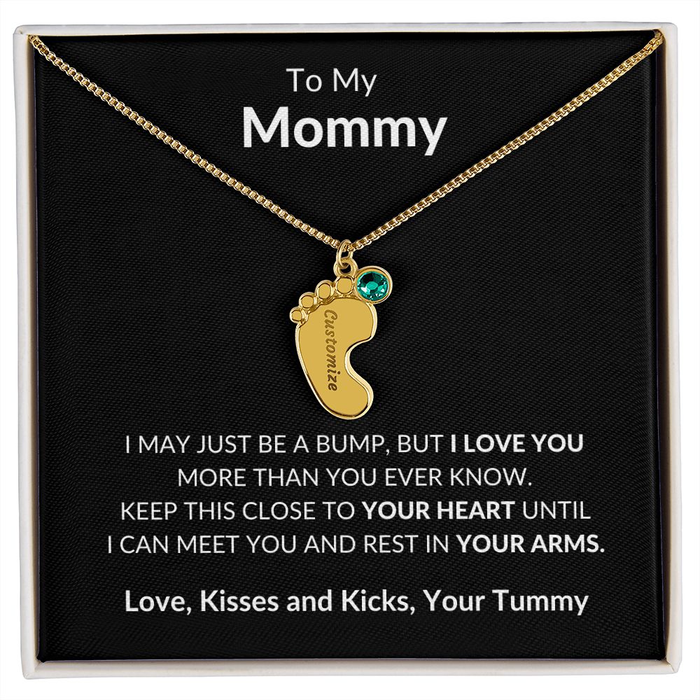 To My Mommy Baby feet necklace