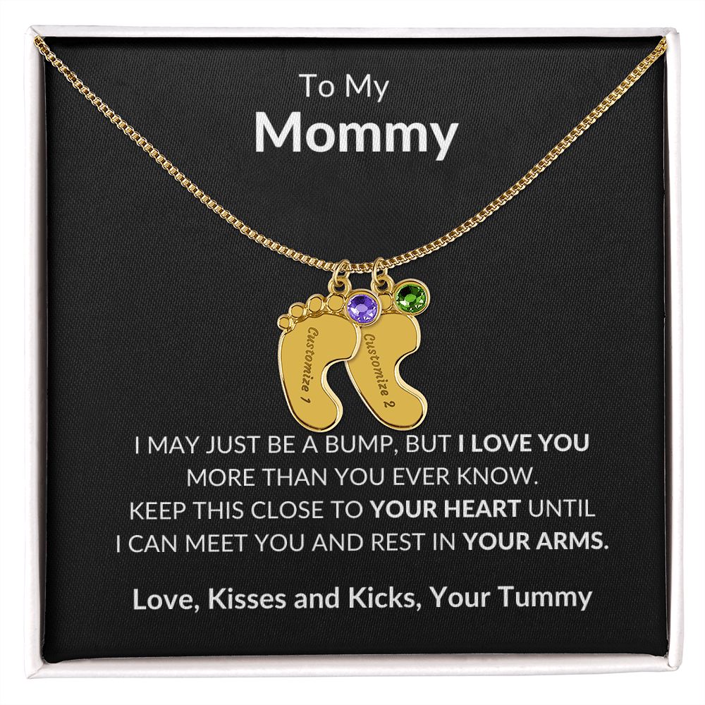 To My Mommy Baby feet necklace