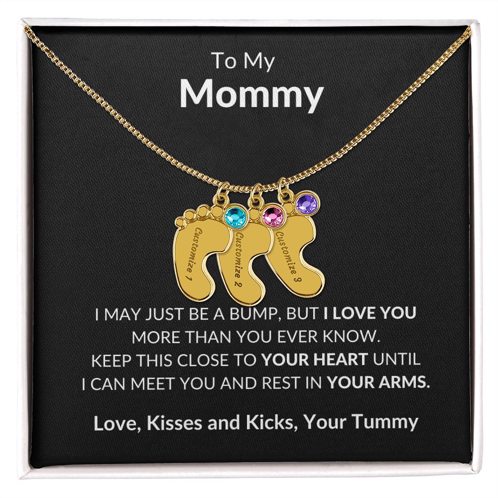 To My Mommy Baby feet necklace