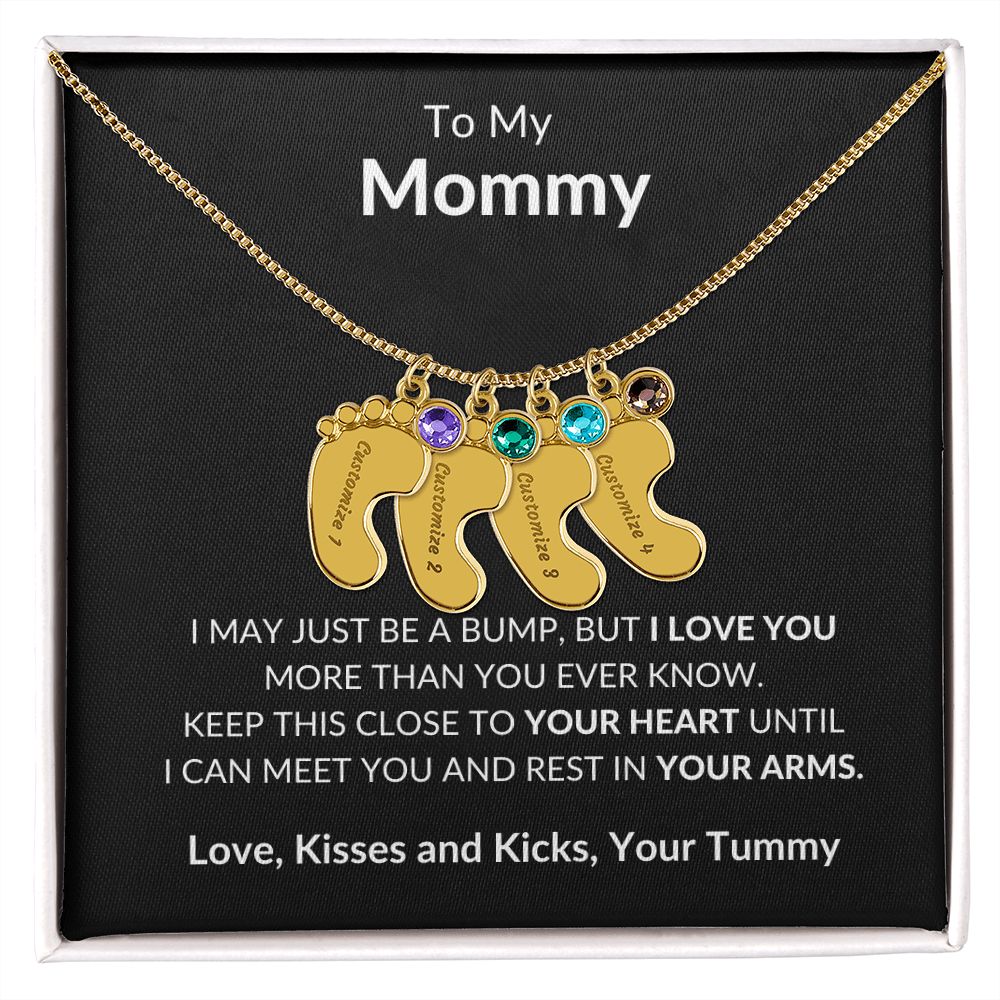 To My Mommy Baby feet necklace