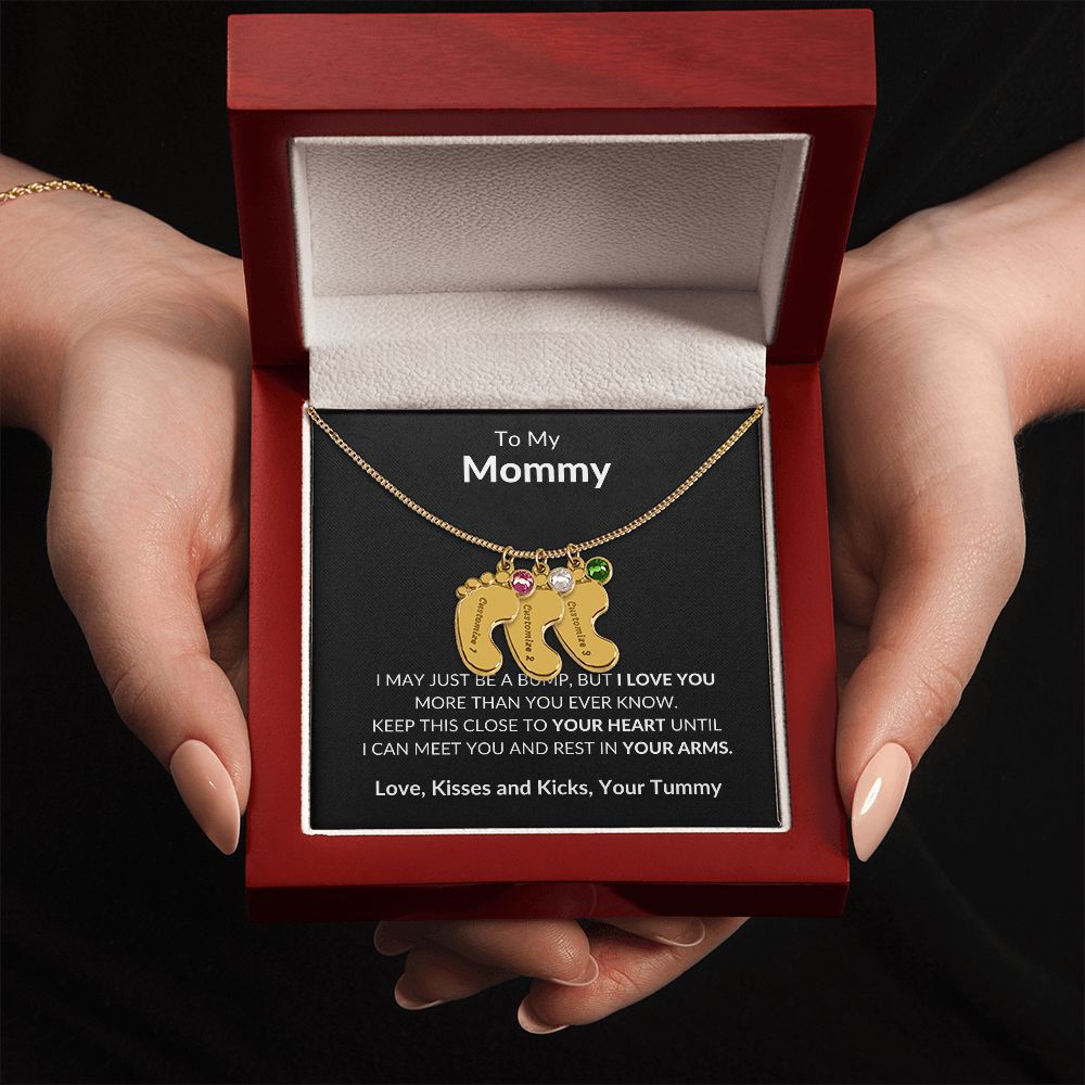 To My Mommy Baby feet necklace