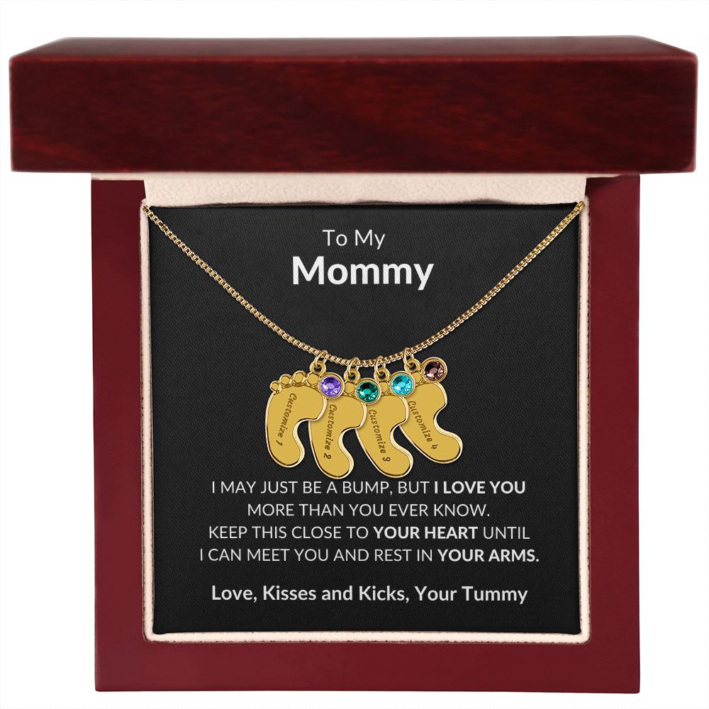 To My Mommy Baby feet necklace