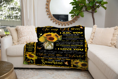 To Mom from Daughter Sunflower Plush Blanket