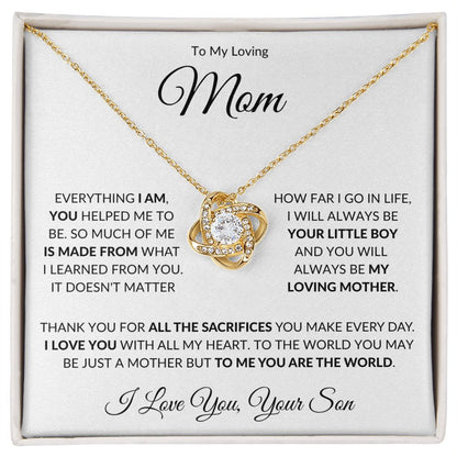 To My Loving Mom from Son Love Knot necklace