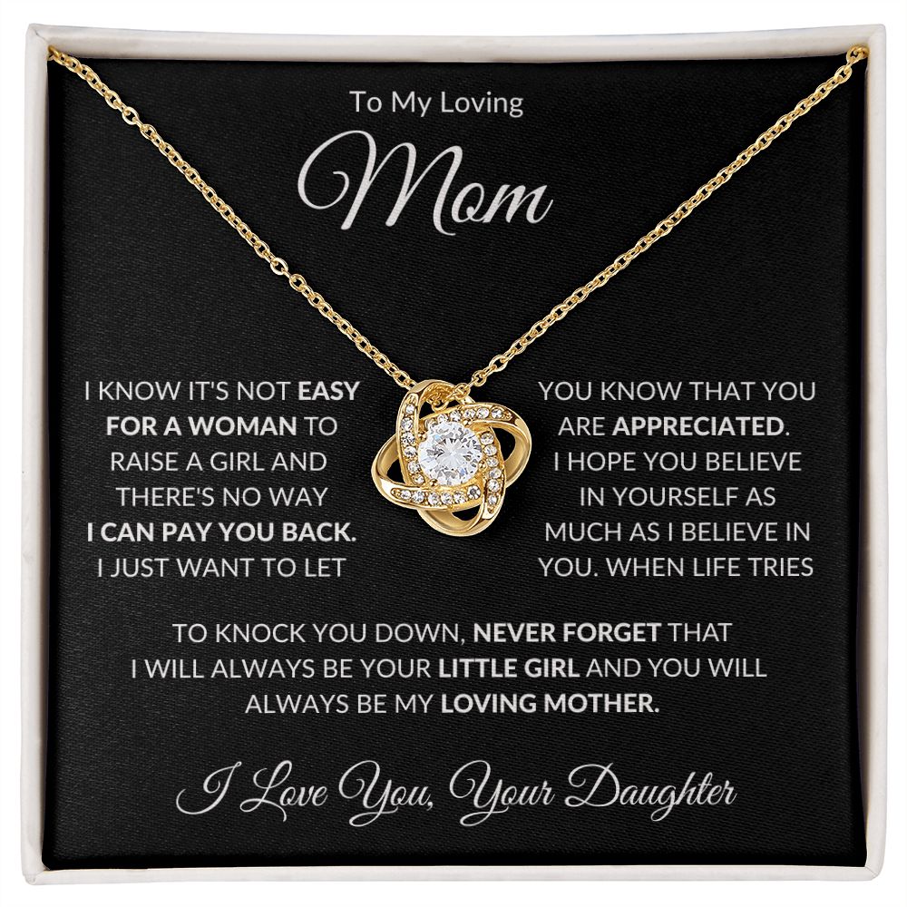 To My Loving Mom from Daughter Love Knot Necklace