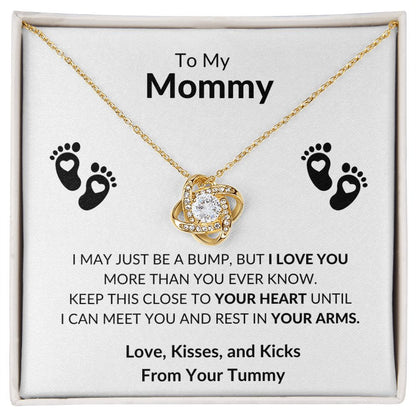 To My Mommy Just a Bump Love Knot Necklace