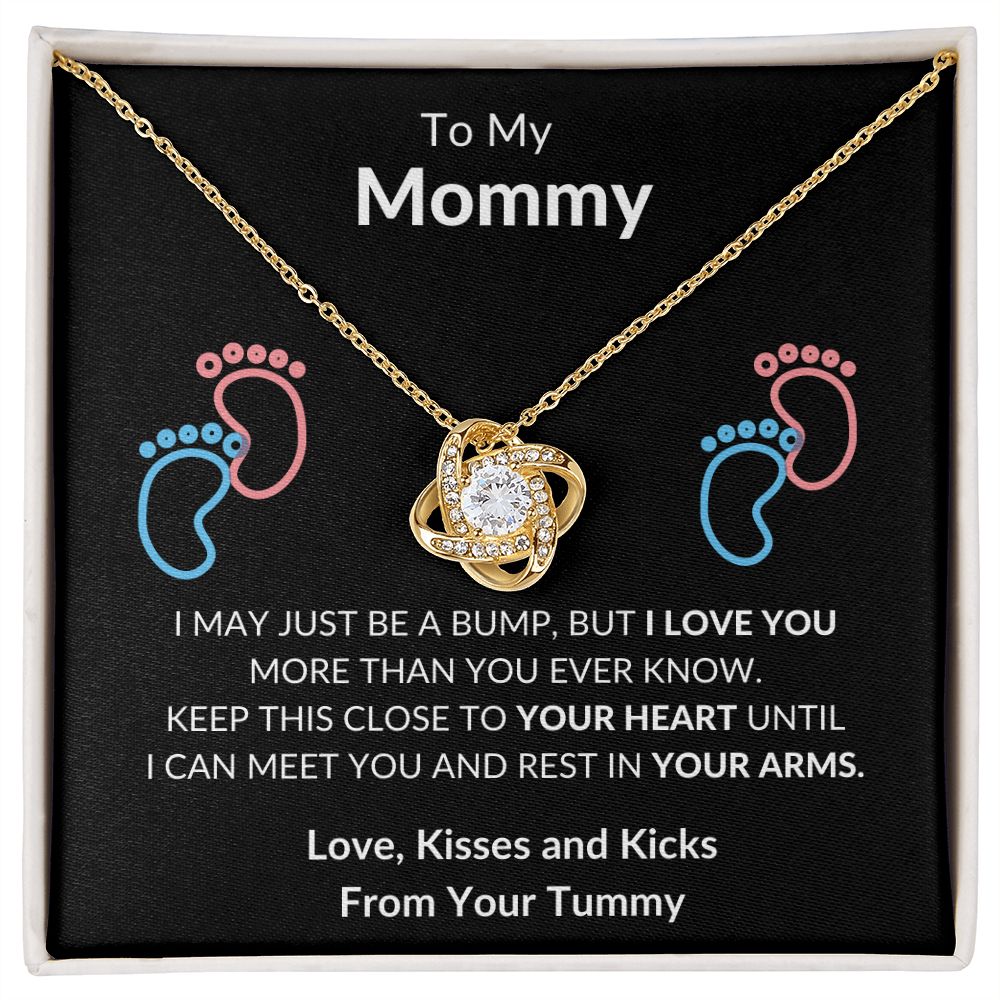 To My Mommy Just A Bump Love Knot Necklace