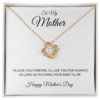 To My Mother Love You Forever Love Knot Necklace