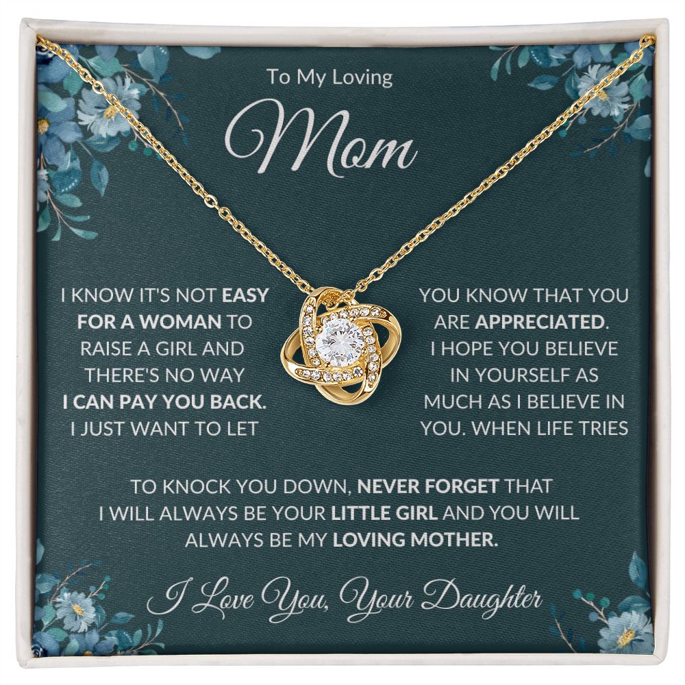 To My Loving Mom from Daughter Love Knot Necklace