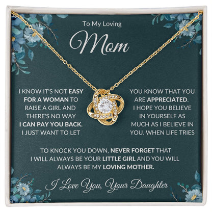 To My Loving Mom from Daughter Love Knot Necklace