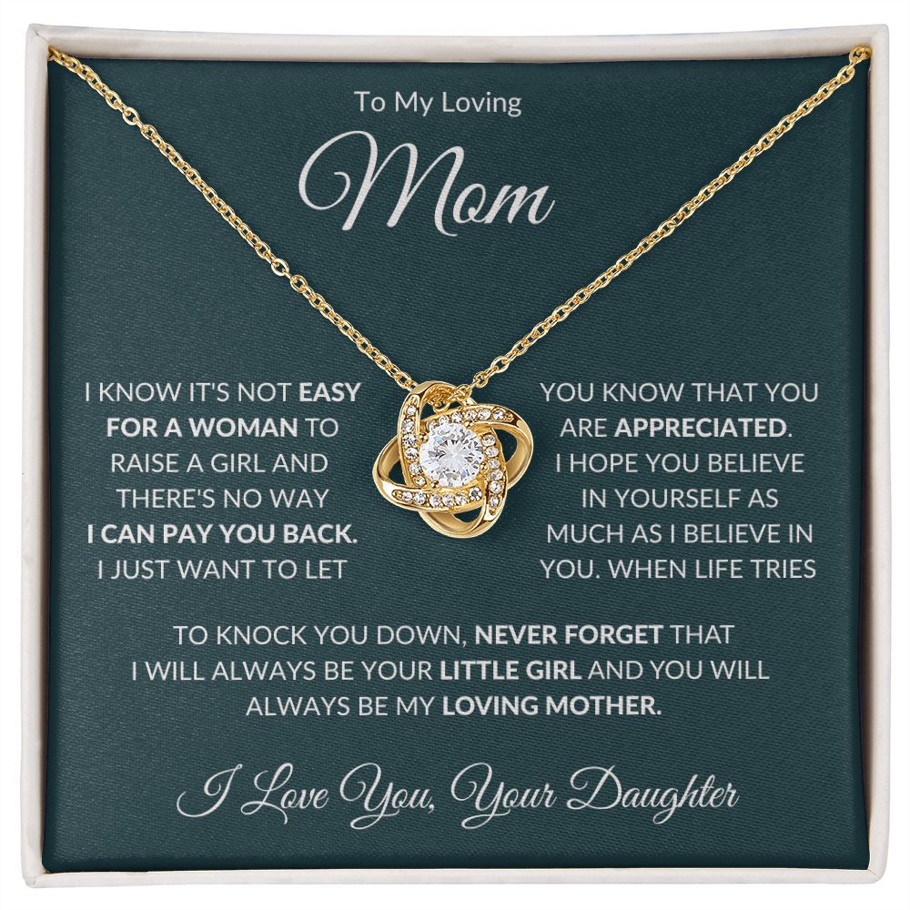 To My Loving Mom from Daughter Love Knot Necklace