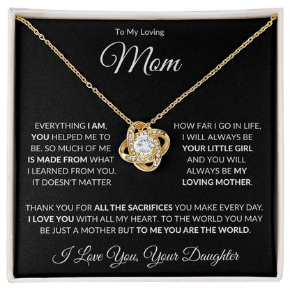 To My Loving Mom from Daughter Love Knot Necklace