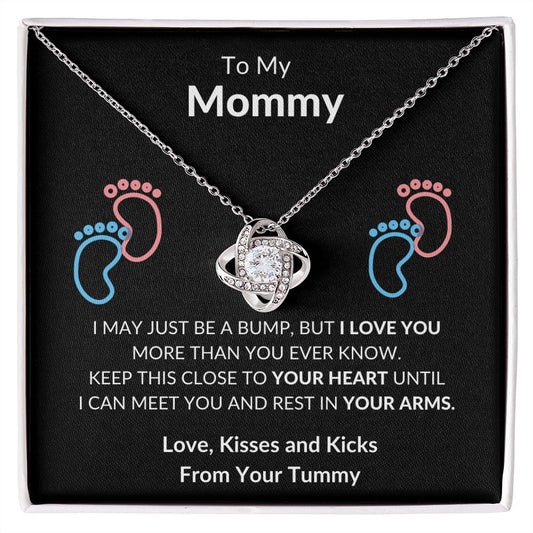 To My Mommy Just A Bump Love Knot Necklace