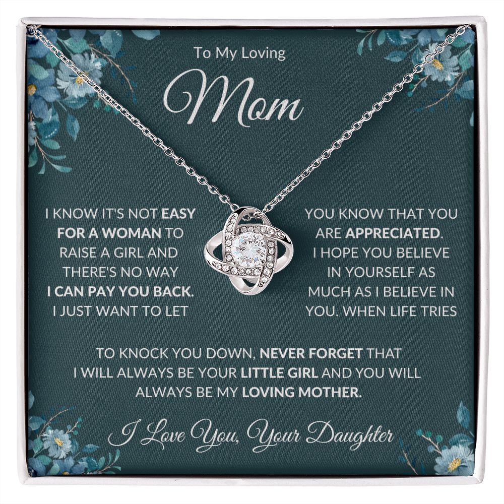 To My Loving Mom from Daughter Love Knot Necklace