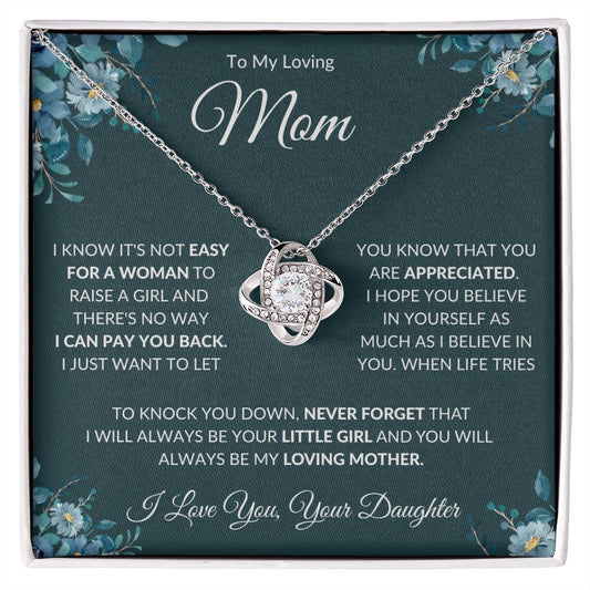 To My Loving Mom from Daughter Love Knot Necklace