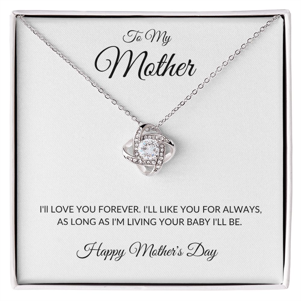 To My Mother Love You Forever Love Knot Necklace