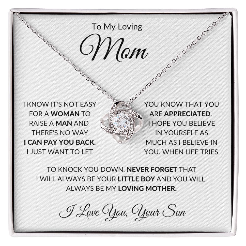 To My Loving Mom from Son Love Knot Necklace