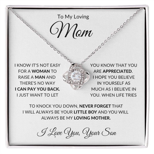 To My Loving Mom from Son Love Knot Necklace