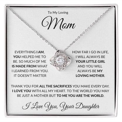 To My Loving Mom from Daughter Love Knot Necklace