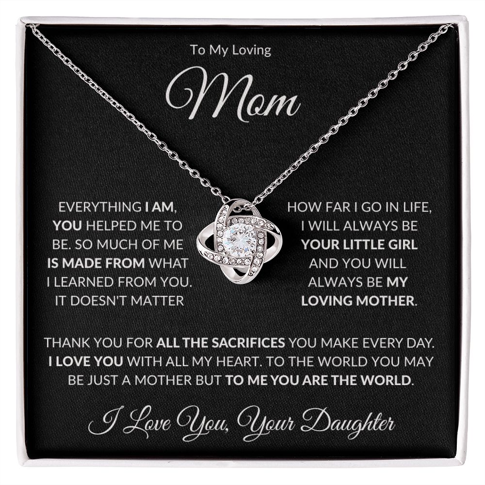 To My Loving Mom from Daughter Love Knot Necklace