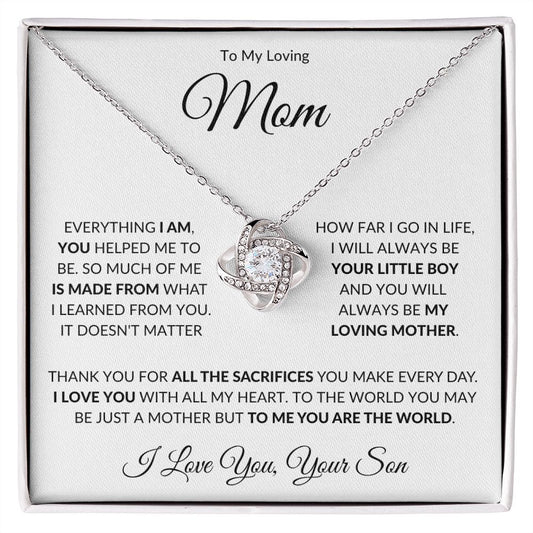 To My Loving Mom from Son Love Knot necklace