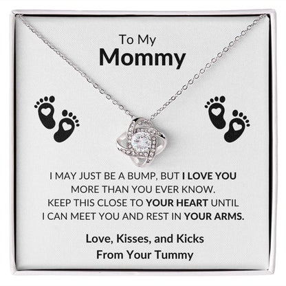 To My Mommy Just a Bump Love Knot Necklace