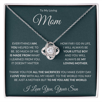 To My Loving Mom from Son Love Knot Necklace