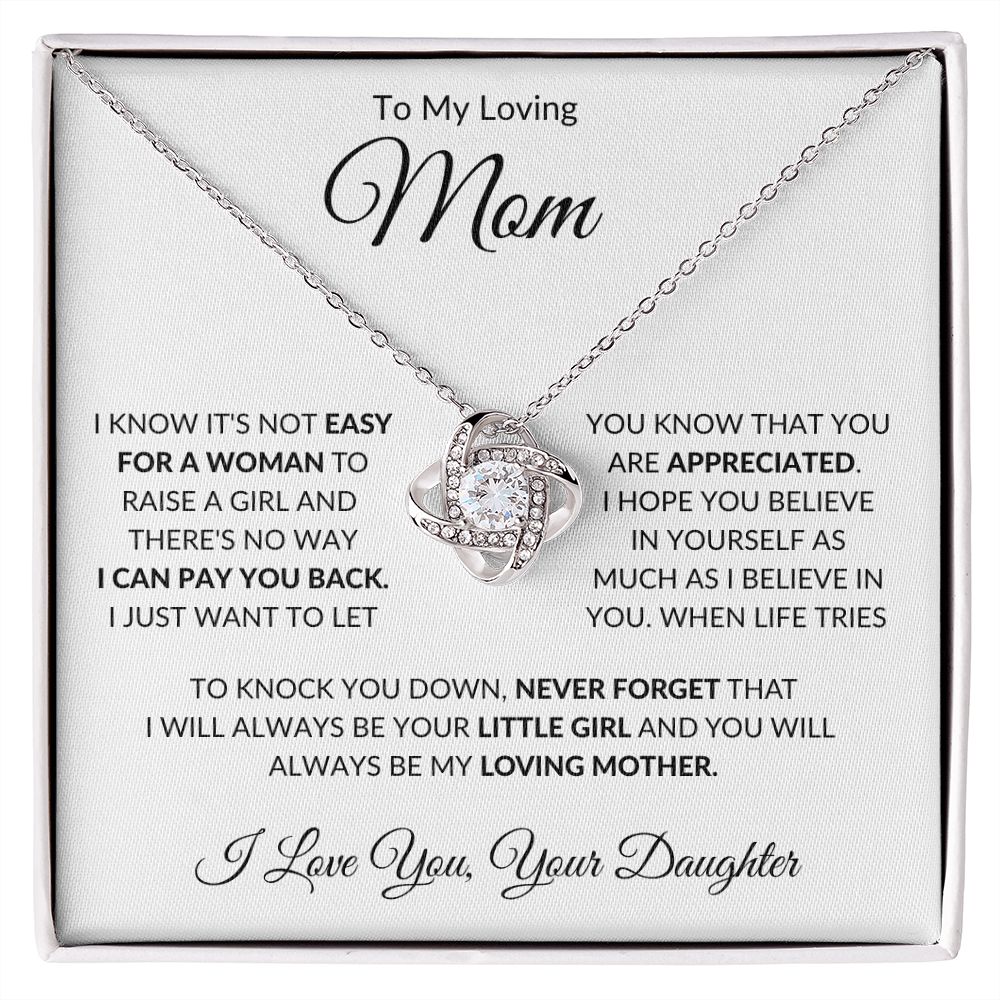 To My Loving Mom from Daughter Love Knot Necklace