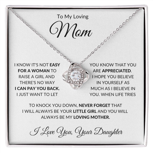 To My Loving Mom from Daughter Love Knot Necklace