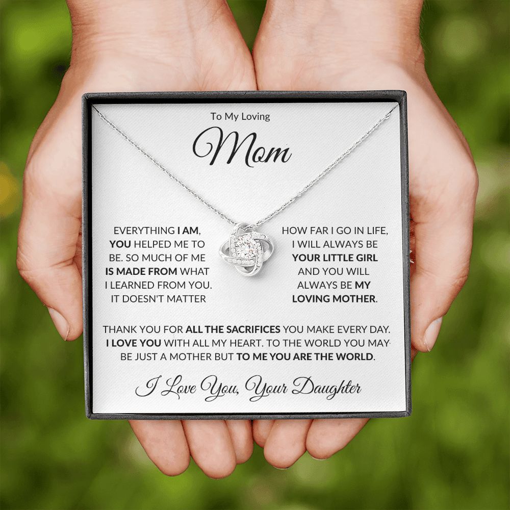 To My Loving Mom from Daughter Love Knot Necklace