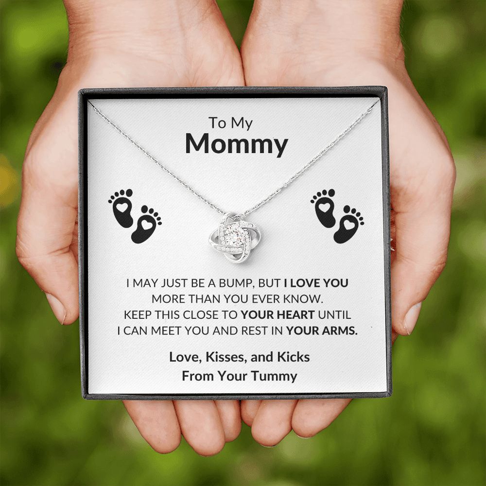 To My Mommy Just a Bump Love Knot Necklace