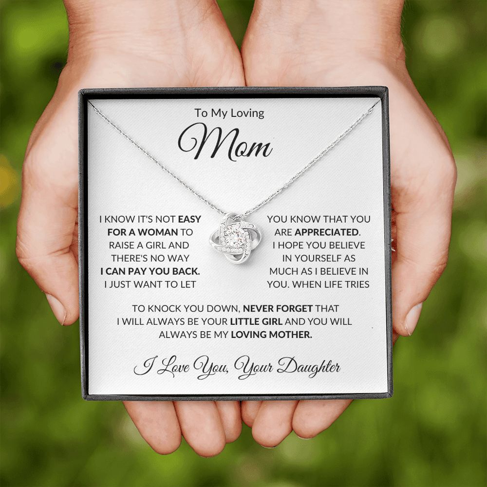 To My Loving Mom from Daughter Love Knot Necklace