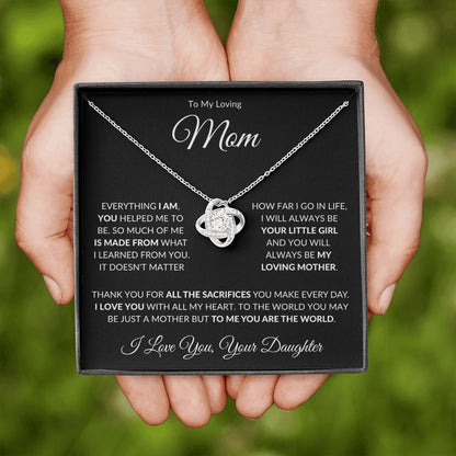 To My Loving Mom from Daughter Love Knot Necklace