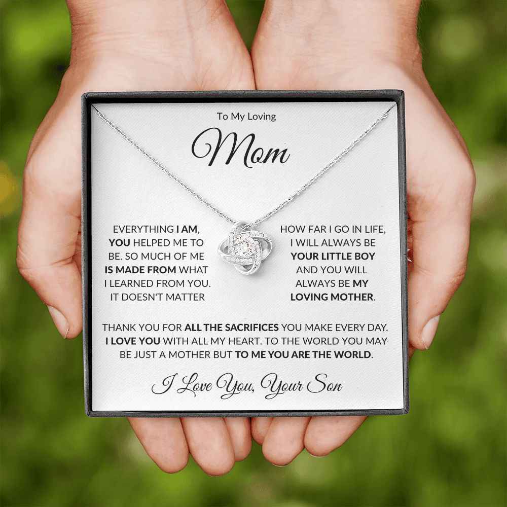 To My Loving Mom from Son Love Knot necklace