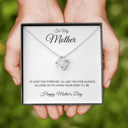 To My Mother Love You Forever Love Knot Necklace