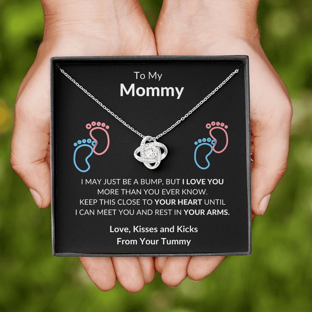 To My Mommy Just A Bump Love Knot Necklace